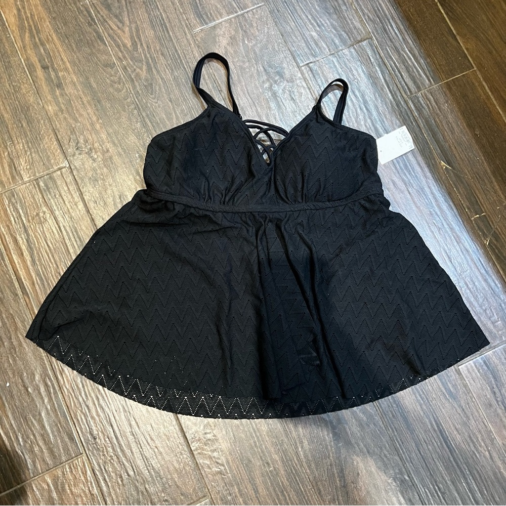 Black Croft & Barrow swimsuit top women plus size 18w new with tags